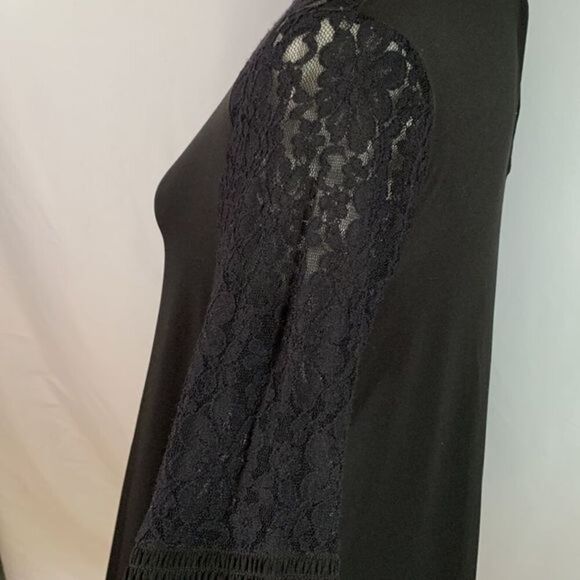 MICHAEL Michael Kors Black Lace Bell Sleeve Dressy Top Shirt - Picture 4 of 8